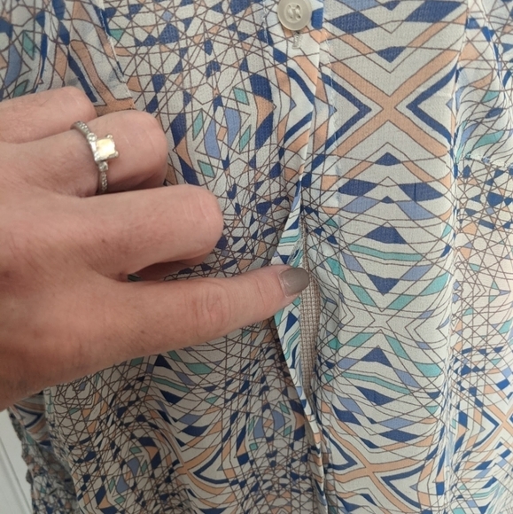 Free People Sheer Cream Geometric Button Down Top - Picture 10 of 10